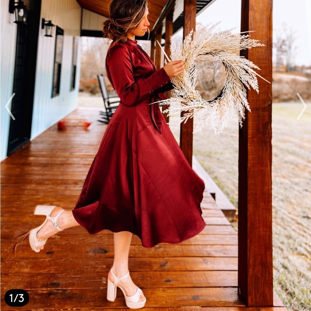 Chicwish Wine Red Midi Dress